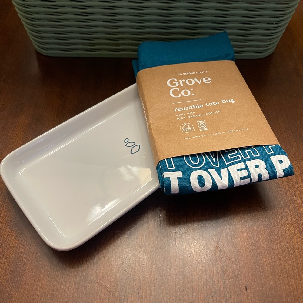NEW Grove Co. Reusable Tote Bag and Ceramic Sink Side Tray
